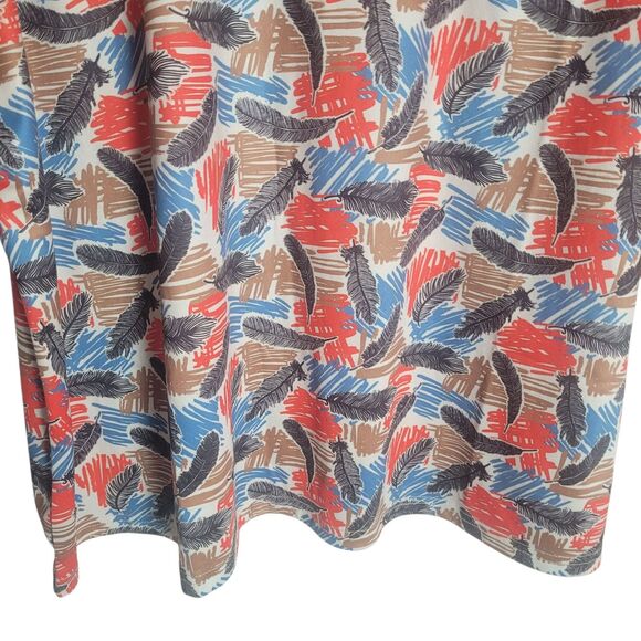 Sara Morgan Feather Print Blouse Women's Plus Size 3X Boho Colorful Artsy Nature - Picture 4 of 9